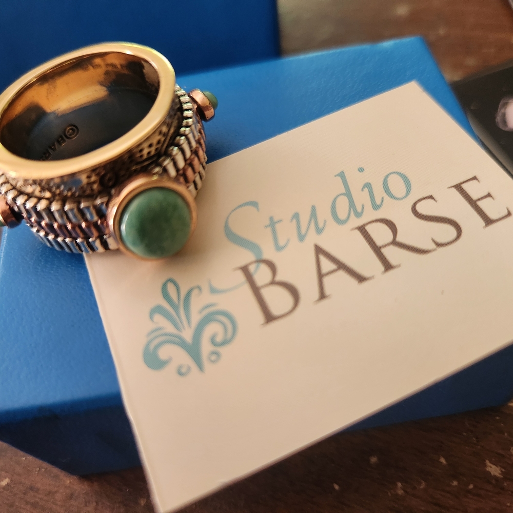 Amazonite Silver Gold Copper Spin Ring - image 2